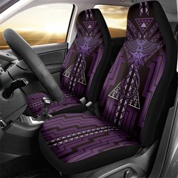 New Zealand Manta Ray Car Seat Cover Maori Tukutuku Taniko Motifs Purple