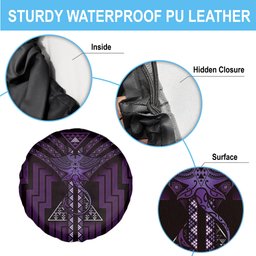 New Zealand Manta Ray Spare Tire Cover Maori Tukutuku Taniko Motifs Purple