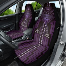 New Zealand Manta Ray Car Seat Cover Maori Tukutuku Taniko Motifs Purple