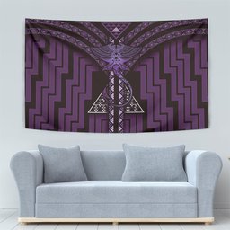 New Zealand Manta Ray Tapestry Maori Tukutuku Taniko Motifs Purple