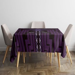 New Zealand Manta Ray Tablecloth Maori Tukutuku Taniko Motifs Purple