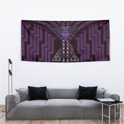 New Zealand Manta Ray Tapestry Maori Tukutuku Taniko Motifs Purple