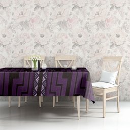 New Zealand Manta Ray Tablecloth Maori Tukutuku Taniko Motifs Purple
