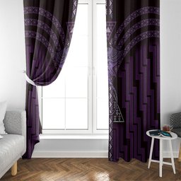 New Zealand Manta Ray Window Curtain Maori Tukutuku Taniko Motifs Purple