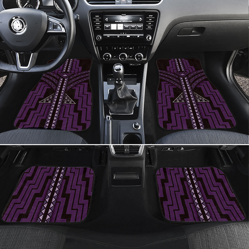 New Zealand Manta Ray Car Mats Maori Tukutuku Taniko Motifs Purple