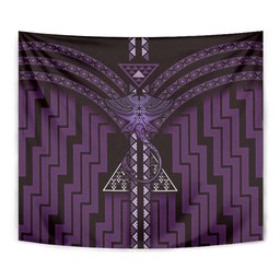 New Zealand Manta Ray Tapestry Maori Tukutuku Taniko Motifs Purple