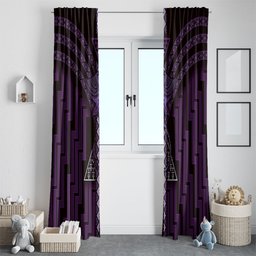 New Zealand Manta Ray Window Curtain Maori Tukutuku Taniko Motifs Purple