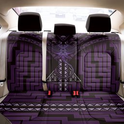 New Zealand Manta Ray Back Car Seat Cover Maori Tukutuku Taniko Motifs Purple