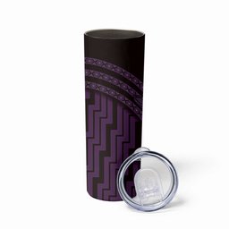New Zealand Manta Ray Skinny Tumbler Maori Tukutuku Taniko Motifs Purple