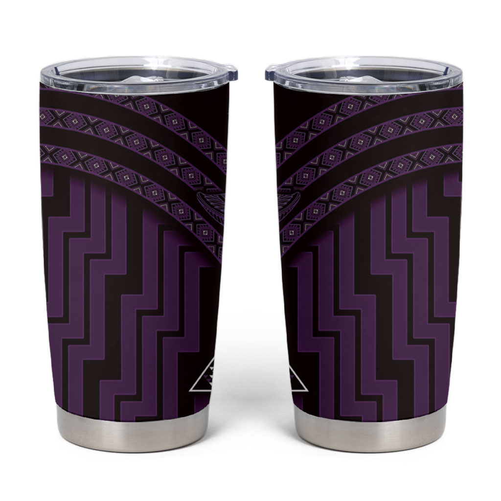 New Zealand Manta Ray Tumbler Cup Maori Tukutuku Taniko Motifs Purple