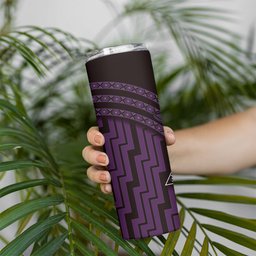 New Zealand Manta Ray Skinny Tumbler Maori Tukutuku Taniko Motifs Purple