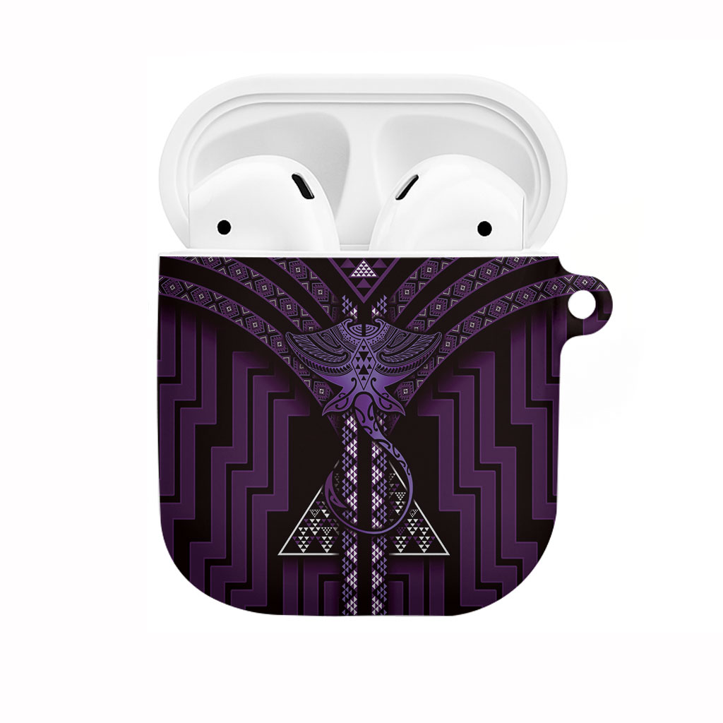 New Zealand Manta Ray AirPods Case Maori Tukutuku Taniko Motifs Purple