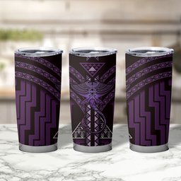New Zealand Manta Ray Tumbler Cup Maori Tukutuku Taniko Motifs Purple