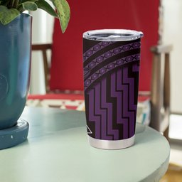 New Zealand Manta Ray Tumbler Cup Maori Tukutuku Taniko Motifs Purple