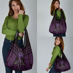 New Zealand Manta Ray Grocery Bag Maori Tukutuku Taniko Motifs Purple
