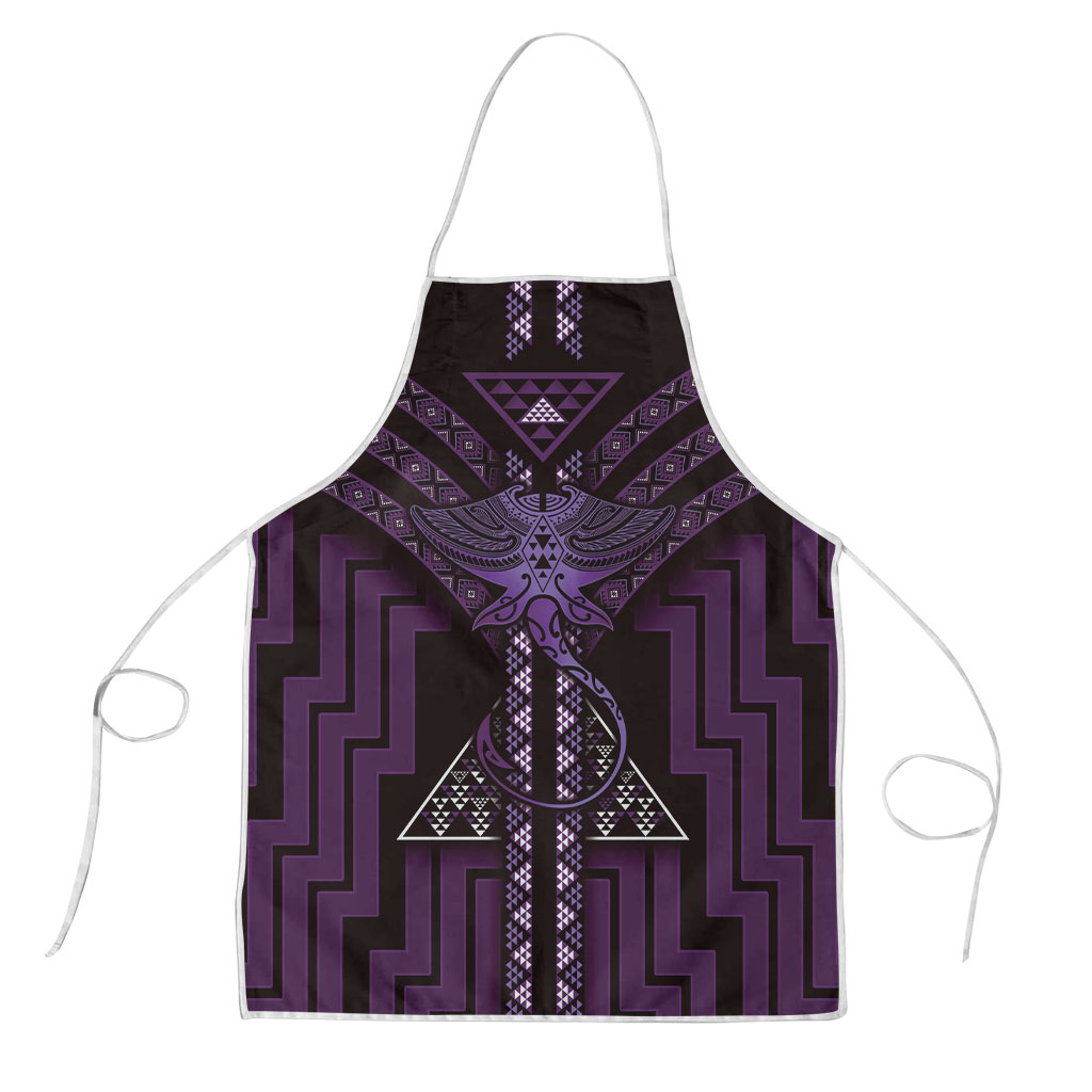 New Zealand Manta Ray Apron Maori Tukutuku Taniko Motifs Purple