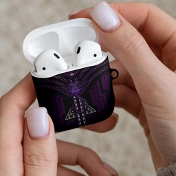 New Zealand Manta Ray AirPods Case Maori Tukutuku Taniko Motifs Purple