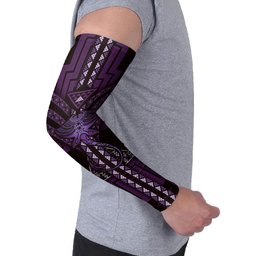 New Zealand Manta Ray Arm Sleeves Maori Tukutuku Taniko Motifs Purple