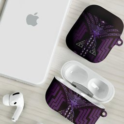 New Zealand Manta Ray AirPods Case Maori Tukutuku Taniko Motifs Purple