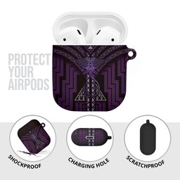 New Zealand Manta Ray AirPods Case Maori Tukutuku Taniko Motifs Purple