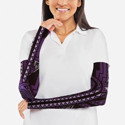 New Zealand Manta Ray Arm Sleeves Maori Tukutuku Taniko Motifs Purple