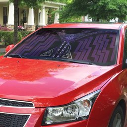 New Zealand Manta Ray Auto Sun Shade Maori Tukutuku Taniko Motifs Purple