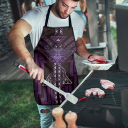 New Zealand Manta Ray Apron Maori Tukutuku Taniko Motifs Purple