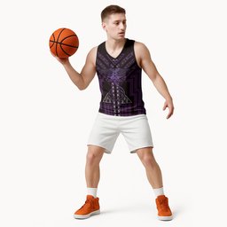 New Zealand Manta Ray Basketball Jersey Maori Tukutuku Taniko Motifs Purple