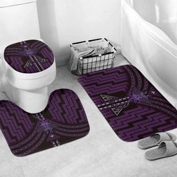 New Zealand Manta Ray Bathroom Set Maori Tukutuku Taniko Motifs Purple