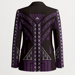 New Zealand Manta Ray Blazer Maori Tukutuku Taniko Motifs Purple