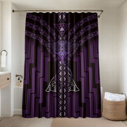 New Zealand Manta Ray Bathroom Set Maori Tukutuku Taniko Motifs Purple