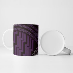 New Zealand Manta Ray Ceramic Mug Maori Tukutuku Taniko Motifs Purple