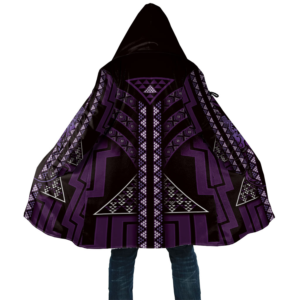 New Zealand Manta Ray Cloak Maori Tukutuku Taniko Motifs Purple