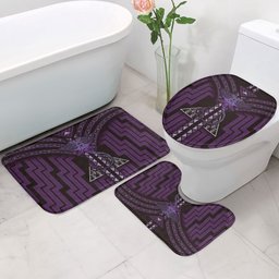 New Zealand Manta Ray Bathroom Set Maori Tukutuku Taniko Motifs Purple
