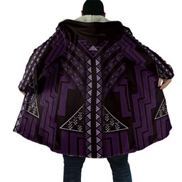 New Zealand Manta Ray Cloak Maori Tukutuku Taniko Motifs Purple