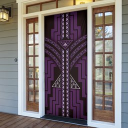 New Zealand Manta Ray Door Cover Maori Tukutuku Taniko Motifs Purple