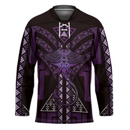 New Zealand Manta Ray Hockey Jersey Maori Tukutuku Taniko Motifs Purple