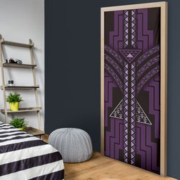 New Zealand Manta Ray Door Cover Maori Tukutuku Taniko Motifs Purple