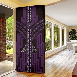 New Zealand Manta Ray Door Cover Maori Tukutuku Taniko Motifs Purple