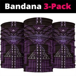 New Zealand Manta Ray Neck Gaiter Maori Tukutuku Taniko Motifs Purple