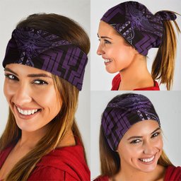 New Zealand Manta Ray Neck Gaiter Maori Tukutuku Taniko Motifs Purple