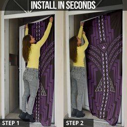 New Zealand Manta Ray Door Cover Maori Tukutuku Taniko Motifs Purple