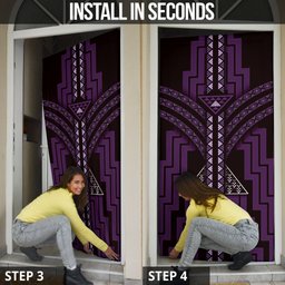 New Zealand Manta Ray Door Cover Maori Tukutuku Taniko Motifs Purple