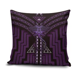 New Zealand Manta Ray Pillow Cover Maori Tukutuku Taniko Motifs Purple