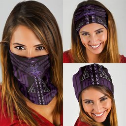 New Zealand Manta Ray Neck Gaiter Maori Tukutuku Taniko Motifs Purple