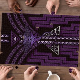 New Zealand Manta Ray Puzzle Maori Tukutuku Taniko Motifs Purple