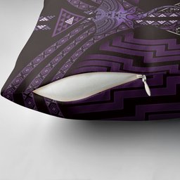 New Zealand Manta Ray Pillow Cover Maori Tukutuku Taniko Motifs Purple