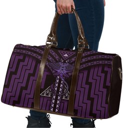 New Zealand Manta Ray Travel Bag Maori Tukutuku Taniko Motifs Purple