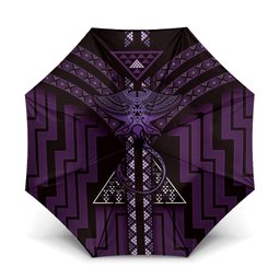 New Zealand Manta Ray Umbrella Maori Tukutuku Taniko Motifs Purple