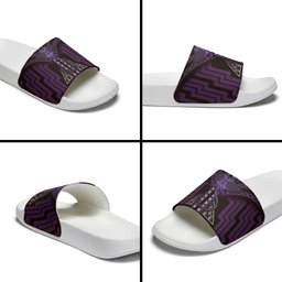 New Zealand Manta Ray Slide Sandals Maori Tukutuku Taniko Motifs Purple